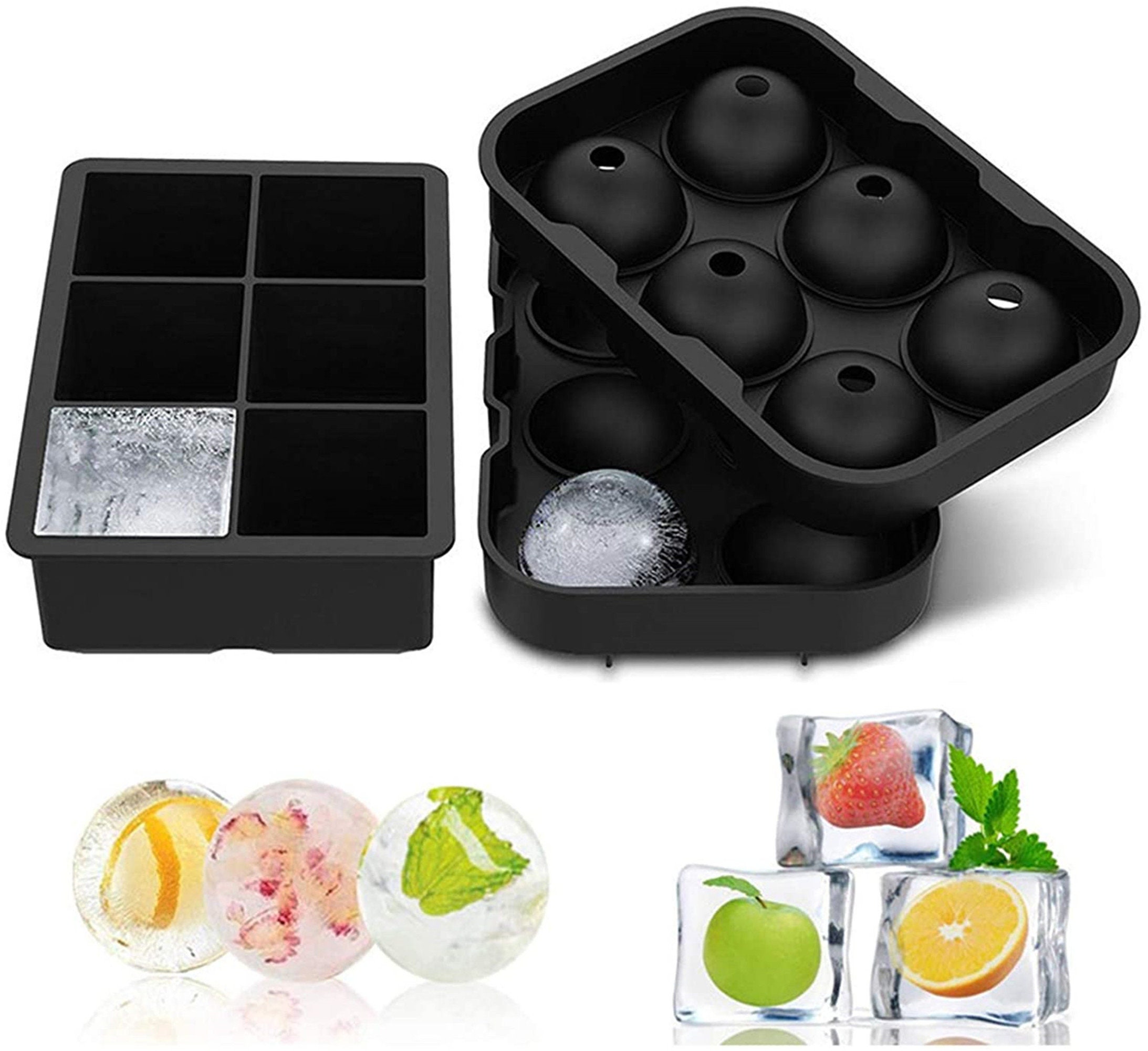 Reusable and BPA Ice Cube Mold 6 Cavity Sphere Mold Whiskey Ice Cube Tray  with Lids - China 6-Cell Spherical Ice Tray and Hockey Mold Ice Cube Tray  price