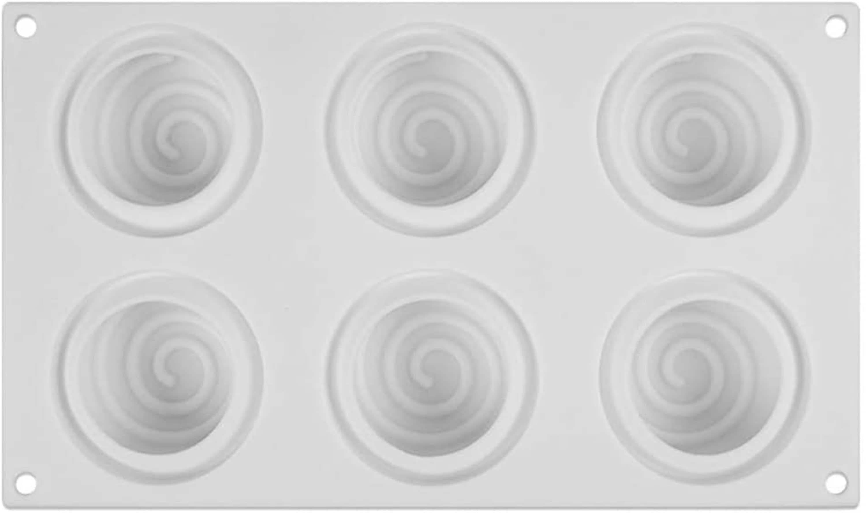 Siliconen Mal 6 Holte Ronde Spiraalvormige Cake Bakvorm - Spiraal Patroon C - 11,64 X 6,84 X 0,4 Cm - Food Grade