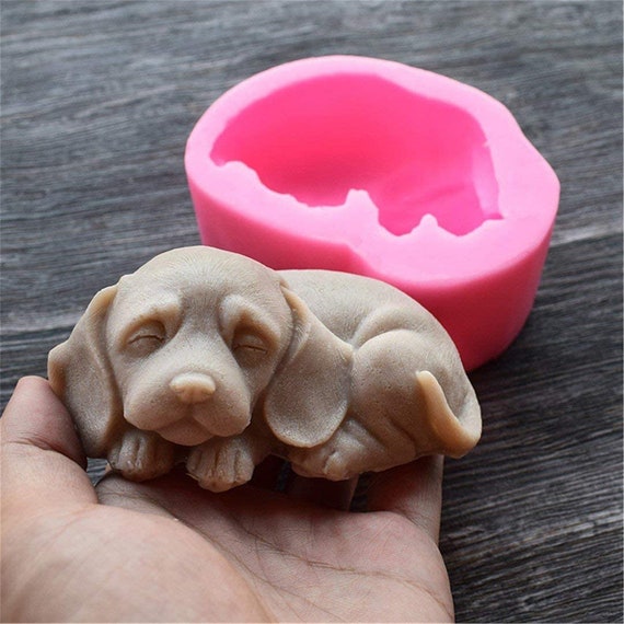 Dekostar 3D Dog Silicone Candle Molds Cute Puppy Soap Molds Chocolate Cake Baking Moulds Fondant Cake Dog Molds(2 Pcs As Packaging picture)