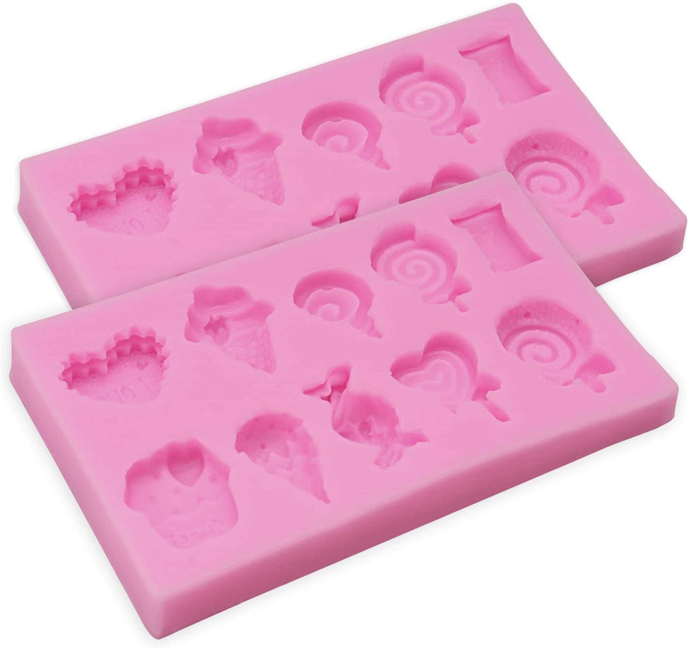 Suuker Heart Chocolate Molds 2 Pack, 10-Design Hearts Molds Rose Mold