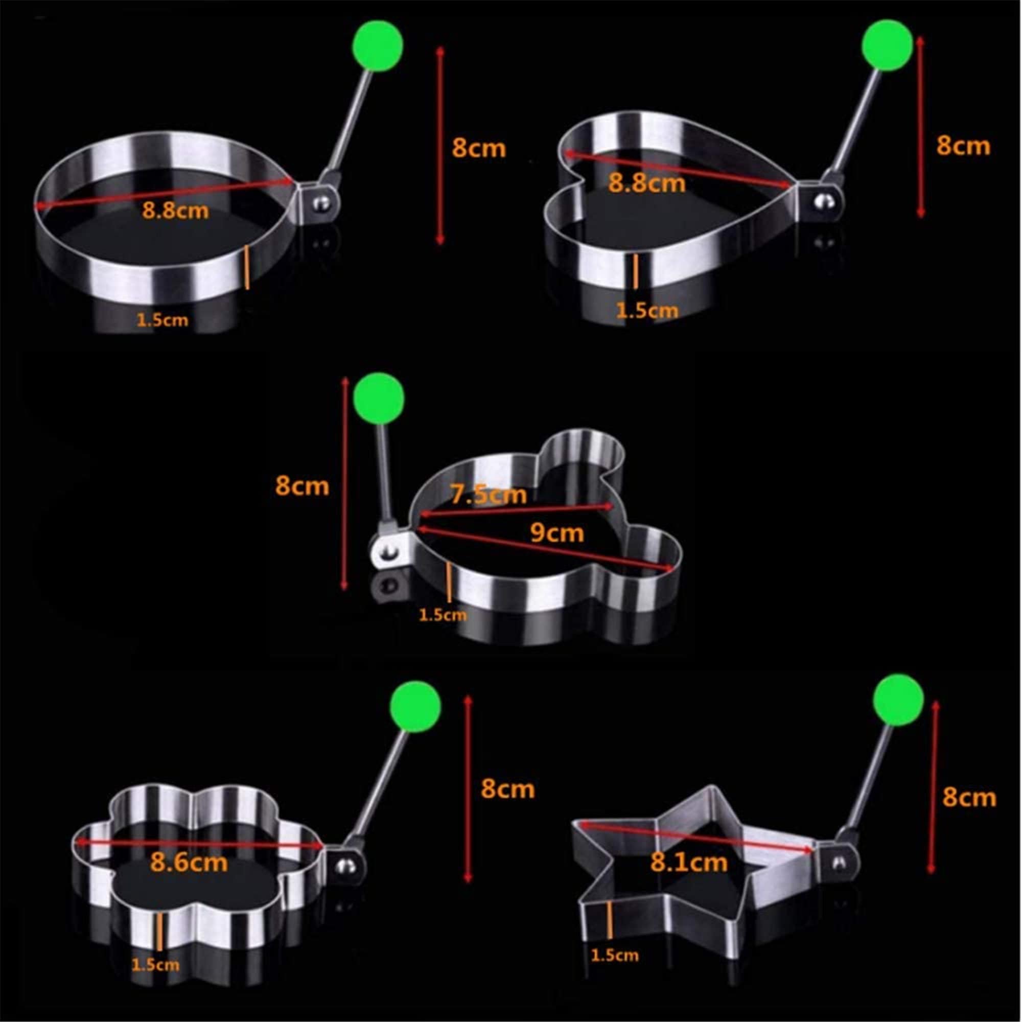 Fried Egg Mold Ring Set of 5 Stainless Steel Nonstick Egg Etsy