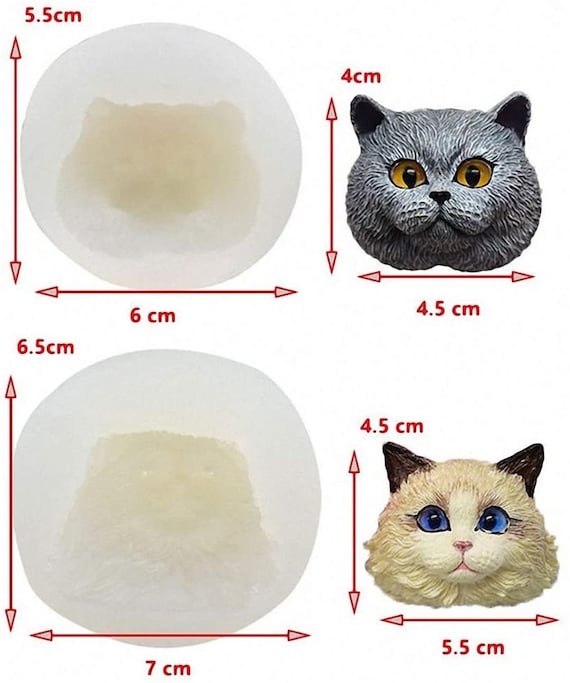 Set of 2 Pet Cat Silicone Resin Molds, British Shorthair & Ragdoll