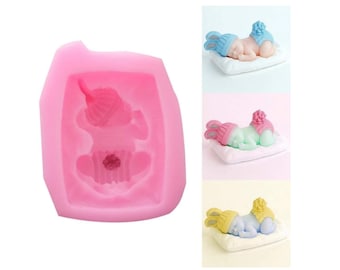 Silicone Mold Sleeping Baby, Cute Baby Silicone Soap Mold, Craft Molds DIY Handmade Soap Molds，DIY Handmade Soap Fondant Cake Mold