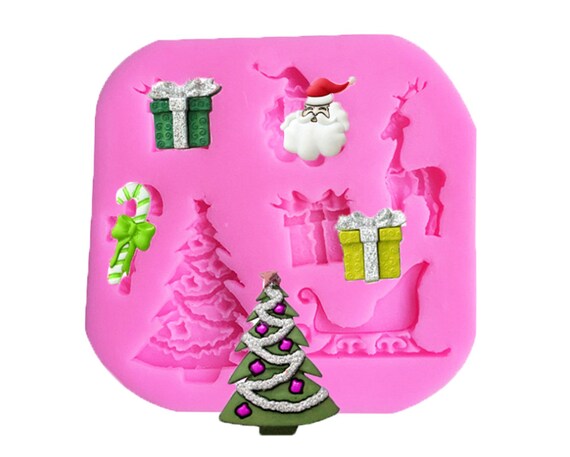 Christmas Theme Small Silicone Molds Mini Cake Fondant Molds Cake  Decorating Mold,gummy Sugar Chocolate Candy Cupcake Mold Fondant Mold 