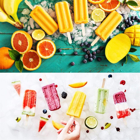 Stampo Ghiaccioli Silicone - 6 Forme + 50 Bastoncini, Per Gelati Fatti In Casa