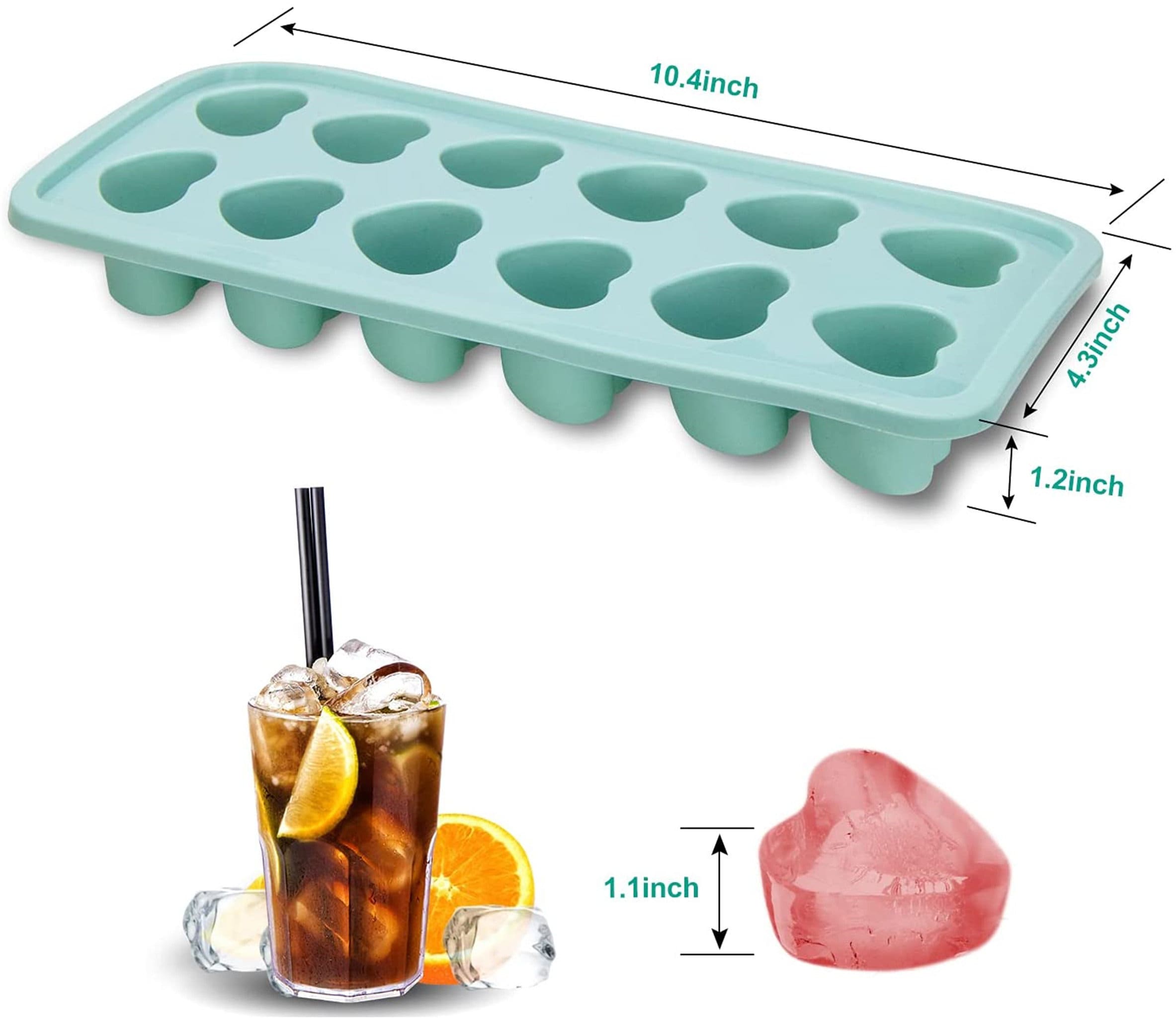Bandeja de cubitos de hielo Silicona Rosa Molde de hielo Diamante Molde de  cubo de hielo incluye embudo y clip (Color: Gris)