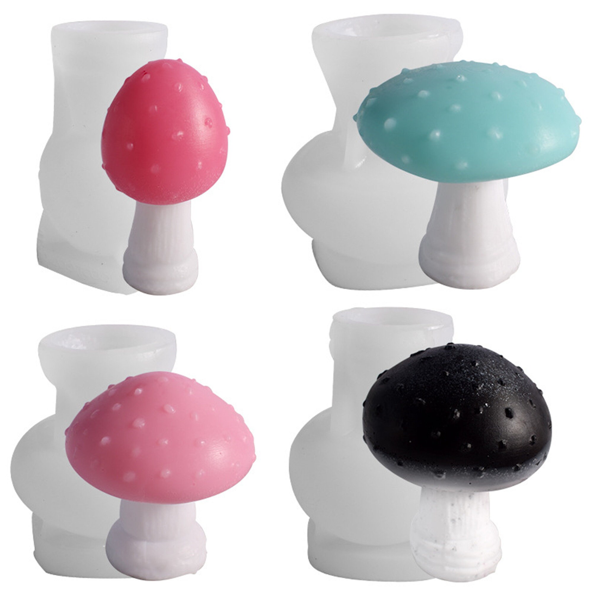 Stampi In Silicone A Forma Di Fungo 3D Per Pasqua E Primavera - 5 Pezzi Con Cuori E Stelle Per Resina, Sapone E Gesso - 4