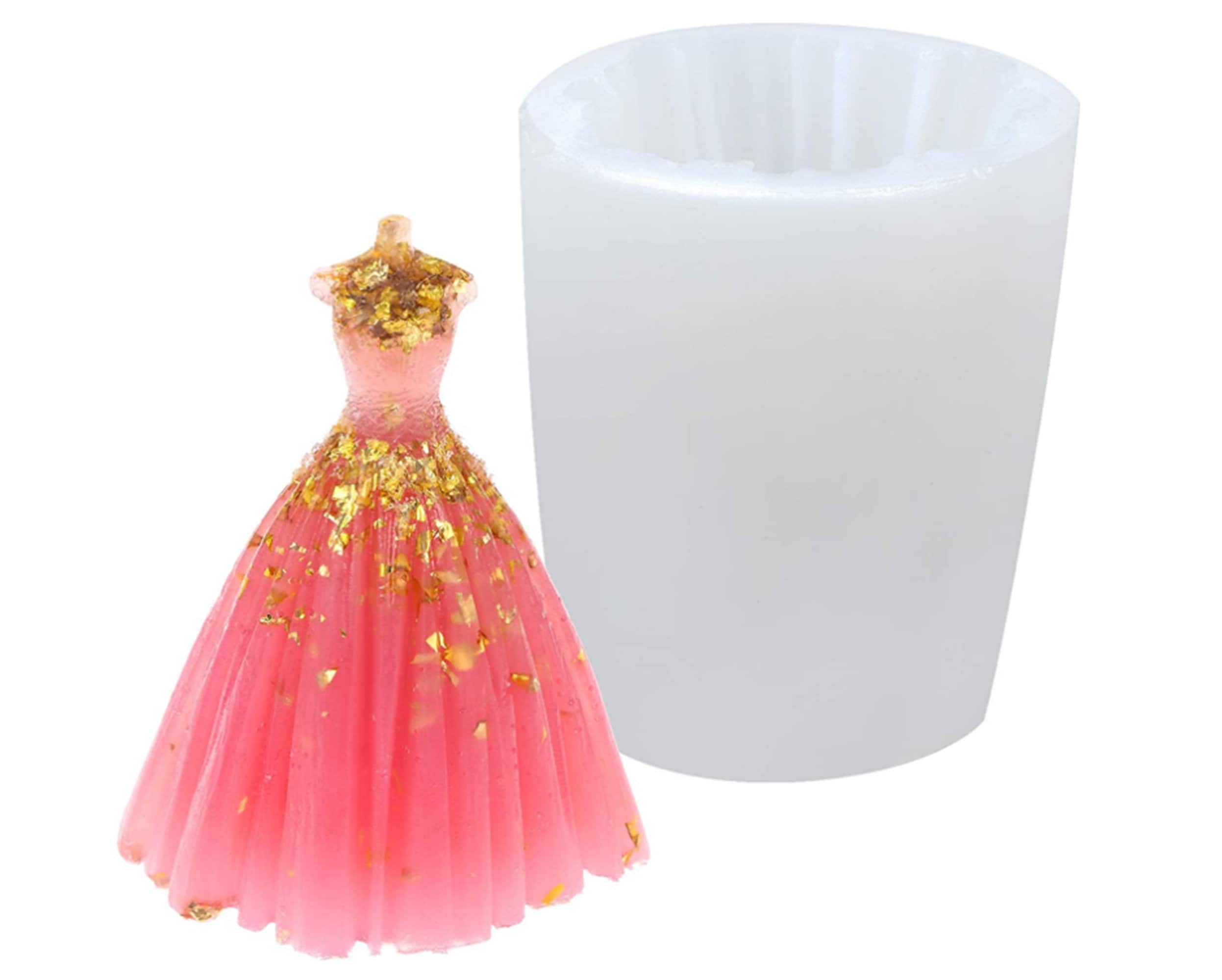 3D three-dimensional wedding princess dress silicone mold, aroma candle mold, used to make DIY soap, candle, chocolate, cake, plaster etc