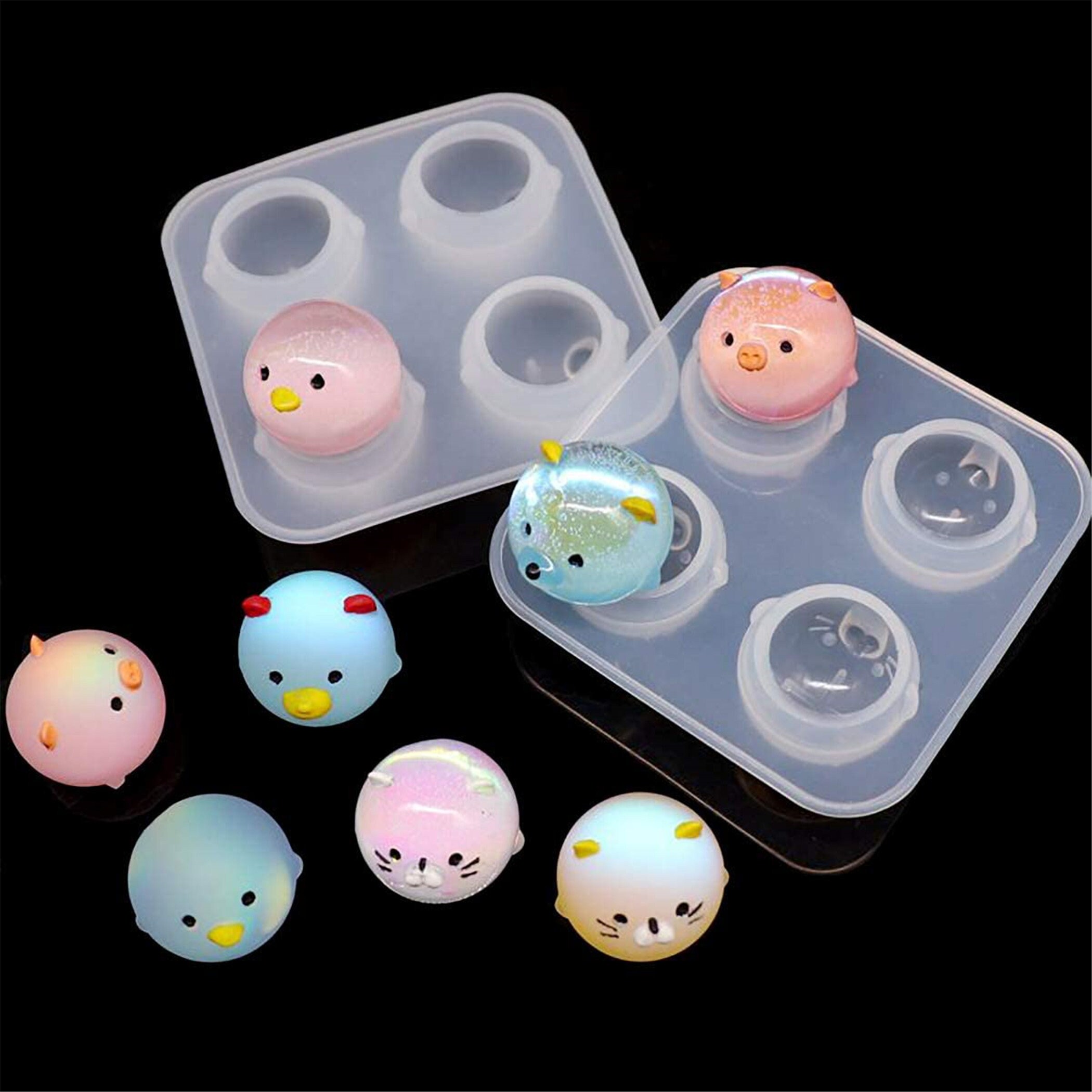 Wuff Meow 3D Animal Resin Molds Tools Resin Casting Molds Epoxy Silicone Molds for Resin Craft DIY Silicone Casting Mold DIY Home Decorations