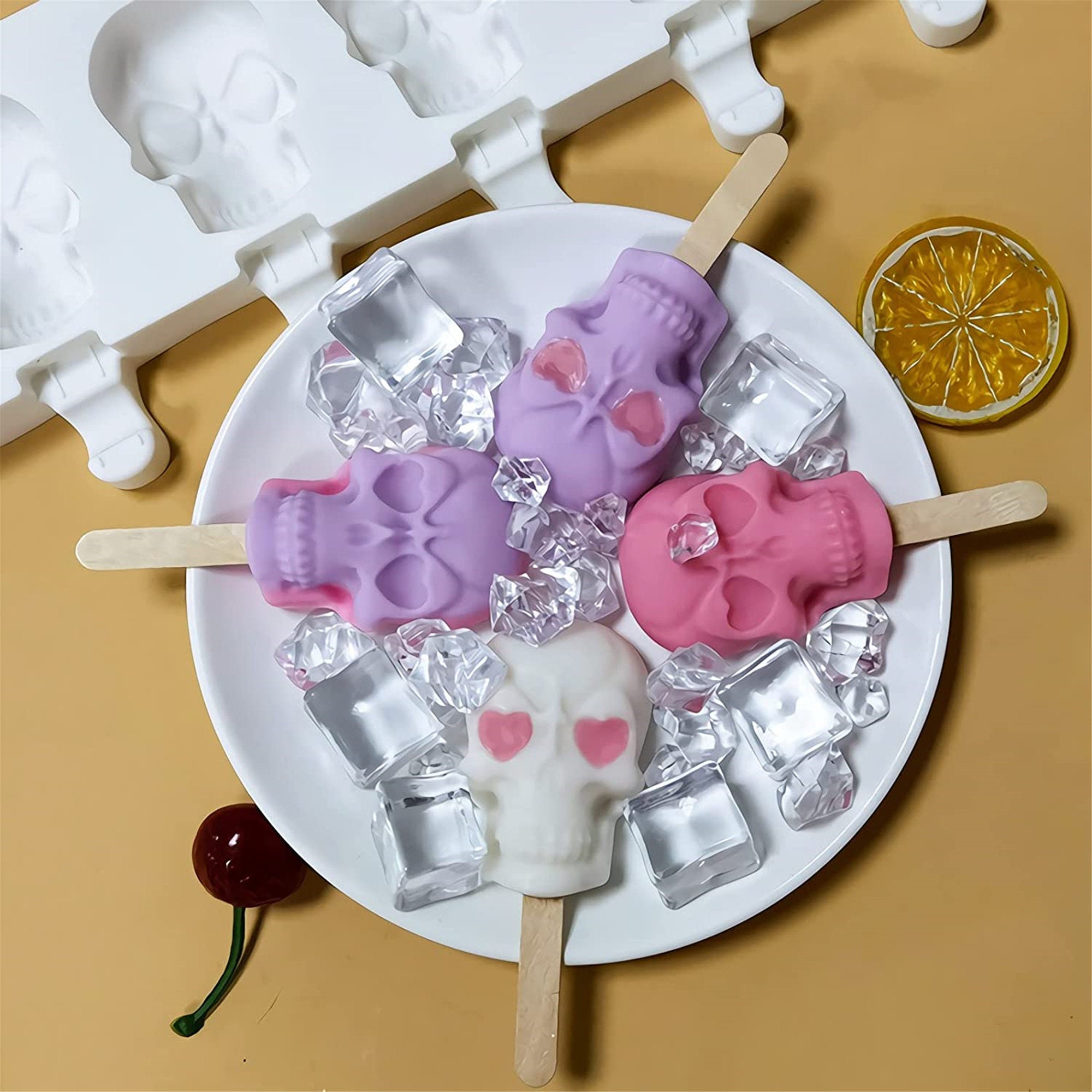  Shaped Popsicle Molds Cute Heart Shape Ice Pop Molds Silicone 4  Cavities Popsicle Moulds for Kids Adults Ice Cream Mold Cake Pop Molds  Homemade Popsicle Silicone Molds DIY Popsicle Maker: Home