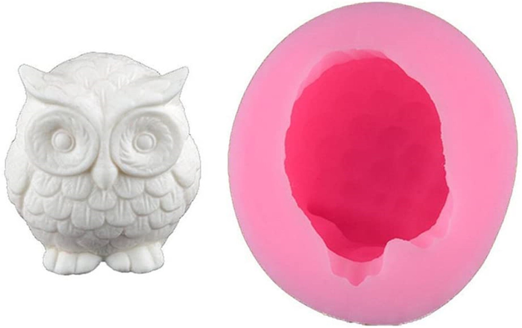 Lot De 2 Moules à Savon/Bougie En Silicone 3D Hibou | Pour Résine, Plâtre, Chocolat | Design Détaillé Et Réutilisable