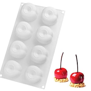 8Cavity-Cherry Silicone Mold for Baking Mousse Cake, 3D Silicone Baking Mold for Pastry Chocolate,Ice Cream Mould, Cake Decoration Mold