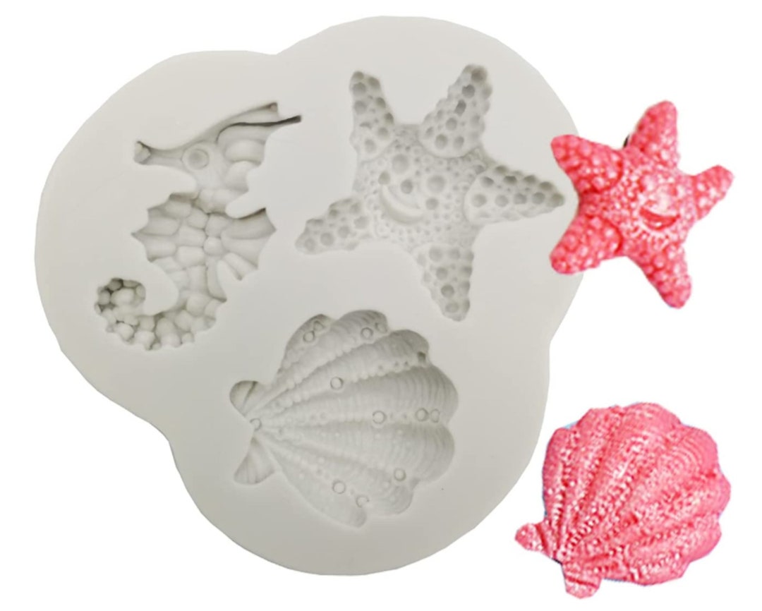 Lot De 4 Moules En Silicone Thème Marin - Coquillages, étoiles De Mer, Corail - Pour Chocolat, Fondant, Gâteaux - Luxvara - 3