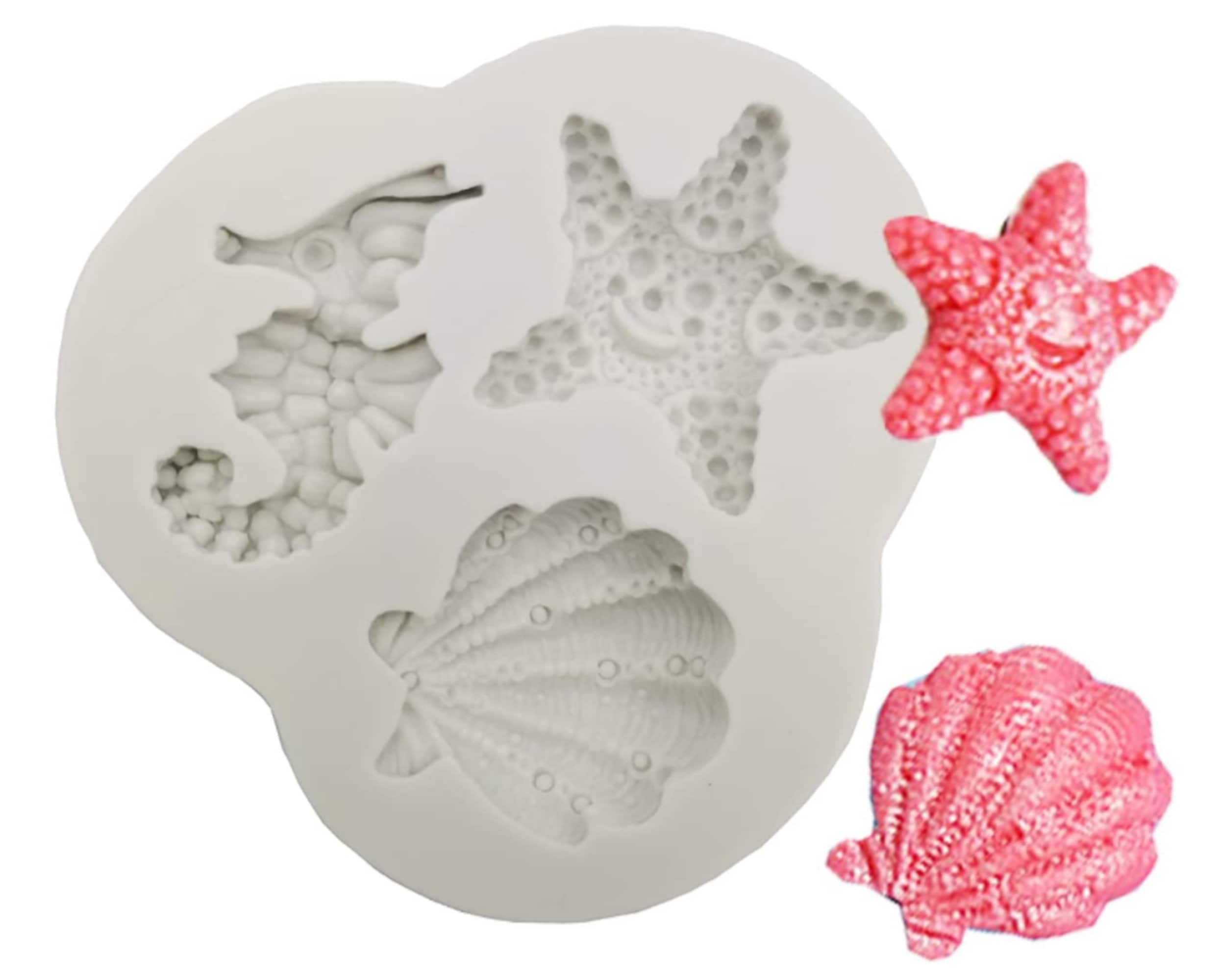 Lot De 6 Moules En Silicone Sirène Et Animaux Marins - Pour Fondant, Chocolat, Résine, Savon - Motifs 3D Coquillage, Tortue, étoile De Mer