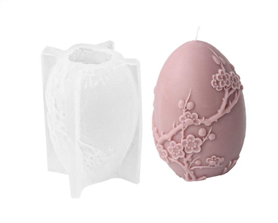 3D Easter Eggs Silicone Candle Mould, Embossed Pattern Easter Egg