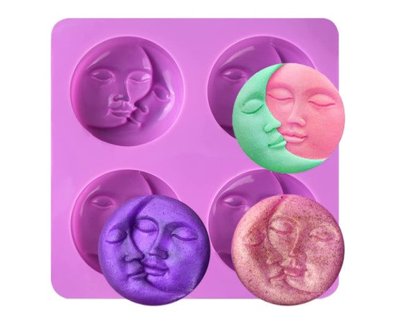 Sun and Moon Face Soap Molds for Soap Making, Bath Bomb Molds for