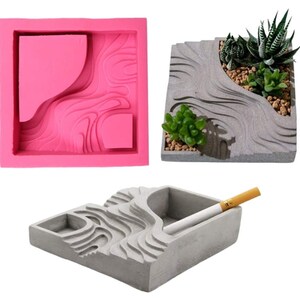 3D Terraced Field Shape Succulent Plant Flower Pot Silicone Mold Flower Bonsai DIY Ashtray Candle Holder Mould
