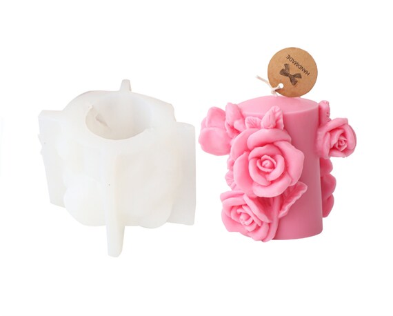 XHYASD Stampi In Silicone Per Gesso,Stampi Per Candele A Colonna,Stampo Silicone Fiori,Stampo In Gesso E Silicone,Stampo Silicone Candele Fiori Cilindrico,Stampi Candele Lunghe