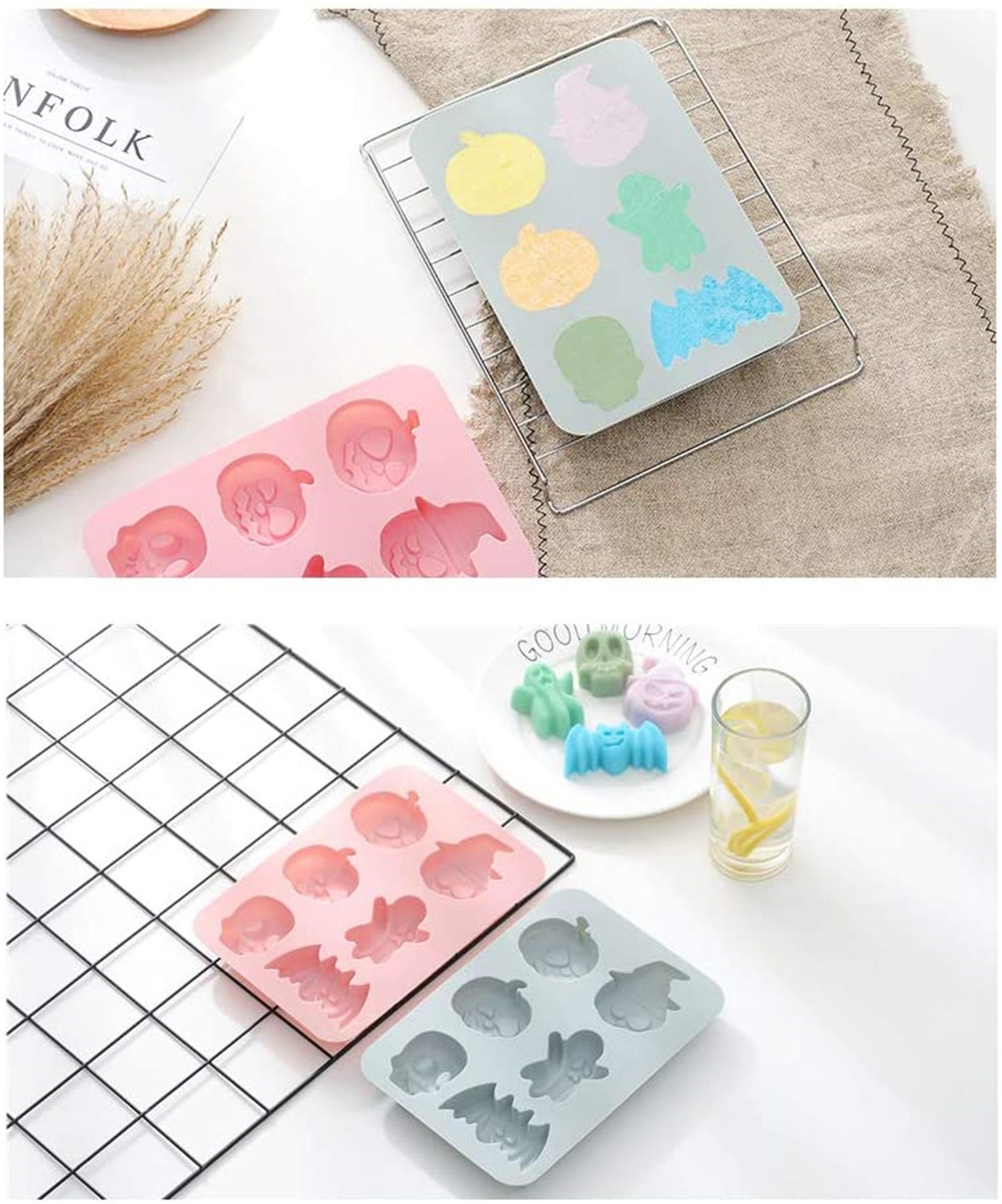 3 Stück Halloween Silikon Backformen - Kürbis, Geister, Fledermäuse Für Kuchen & Schokolade