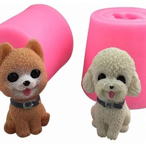 3D Puppy Silicone Molds: Pomeranian & Poodle, Chocolate, Cake Topper, Fondant Candle, Soap (2 Pack)