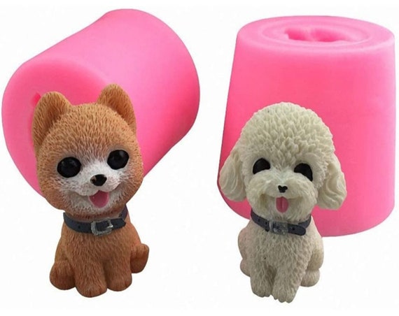 2 Pack Small 3D Puppy Dog Silicone Candle Molds, Cute Pomeranian & Poodle  Chocolate Candy Fondant Soap Mold 