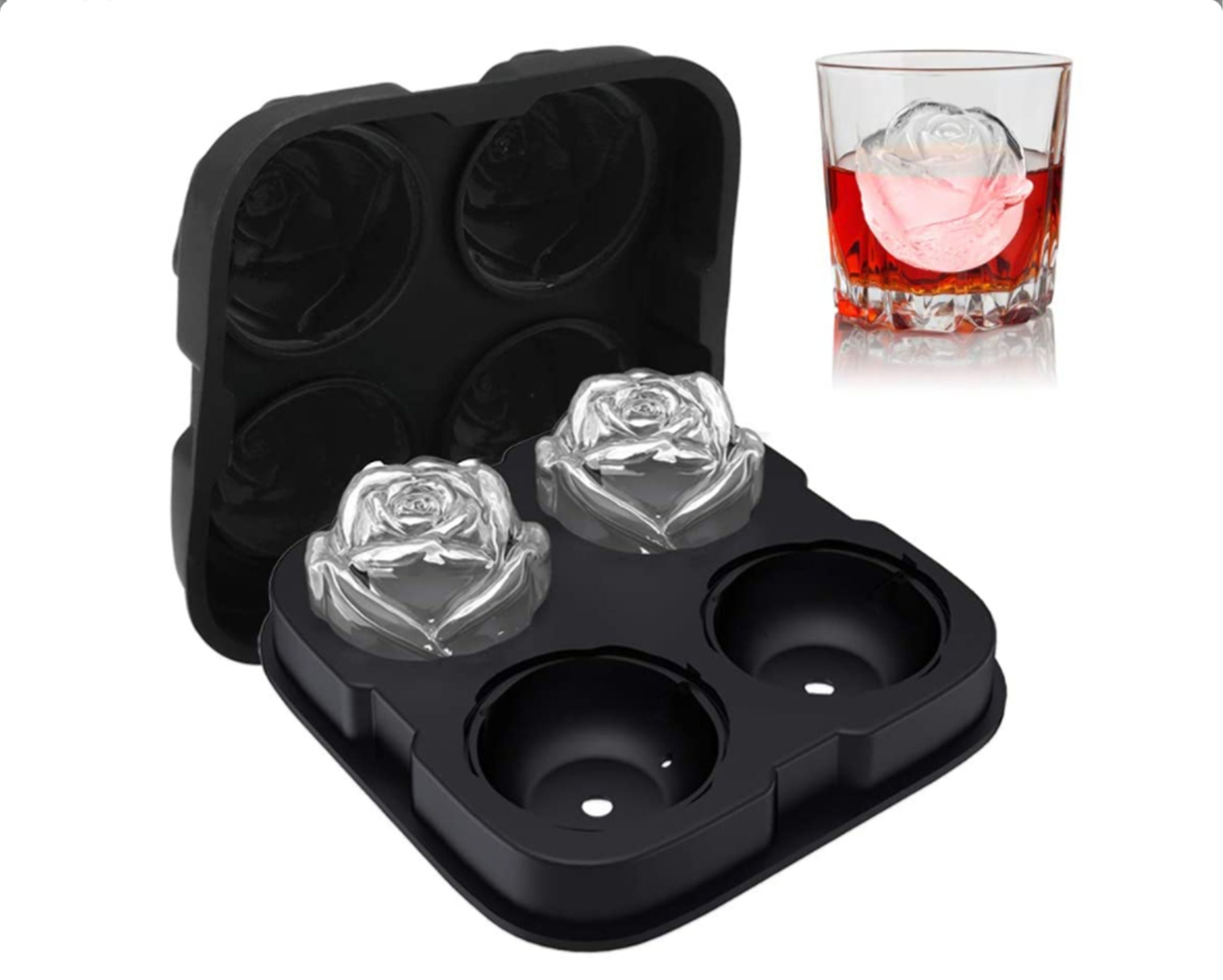 Premium Round Ice Cube Mold - Crystal Clear Whiskey Ice Ball Maker Mold -  Craft Big Sphere Ice Cube Tray - Circle Ice Cubes Trays for Bourbon - Large
