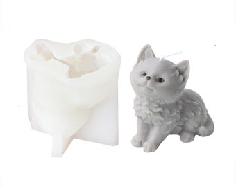 3D Cat Candle Mold, Silicone Cat Resin Casting Mold, Cat Silicone Mold for Chocolate, Fondant, Soap, Candle, Bath Bomb, Polymer Clay, Resin