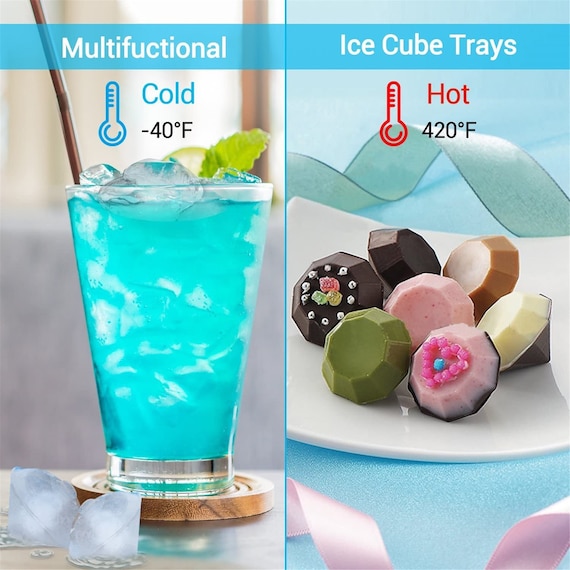 Reusable Silicone Ice Cube Trays Ice Cream Cube Making Mold Tray for  Chilling Drinks Coffee Juice Cocktail Blue Without Cover 