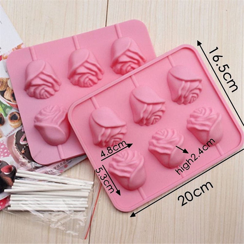 3D Flower Lollipop Mold and 20pcs Sticks Rose Silicone Lolly - Etsy