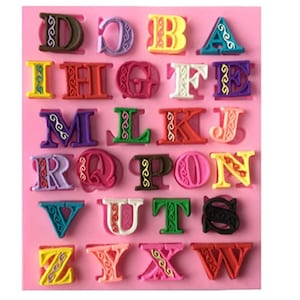 Letter Silicone Mold: Alphabet Number Fondant, Chocolate, Cake Decor, Epoxy Clay Crafts DIY
