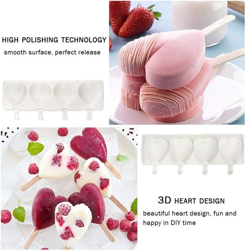 2 Pack Popsicle Molds Large Ice Pop Molds Silicone 4 Cavities Etsy