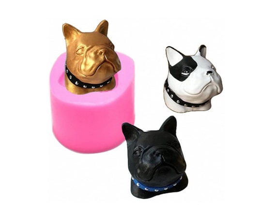 French Bulldog Dog Head Silicone Mold for Chocolate, Ice Cube, Fondant,  Candle, Plaster, Mini Soap, Wax Crayon Melt, Cake Decorating 