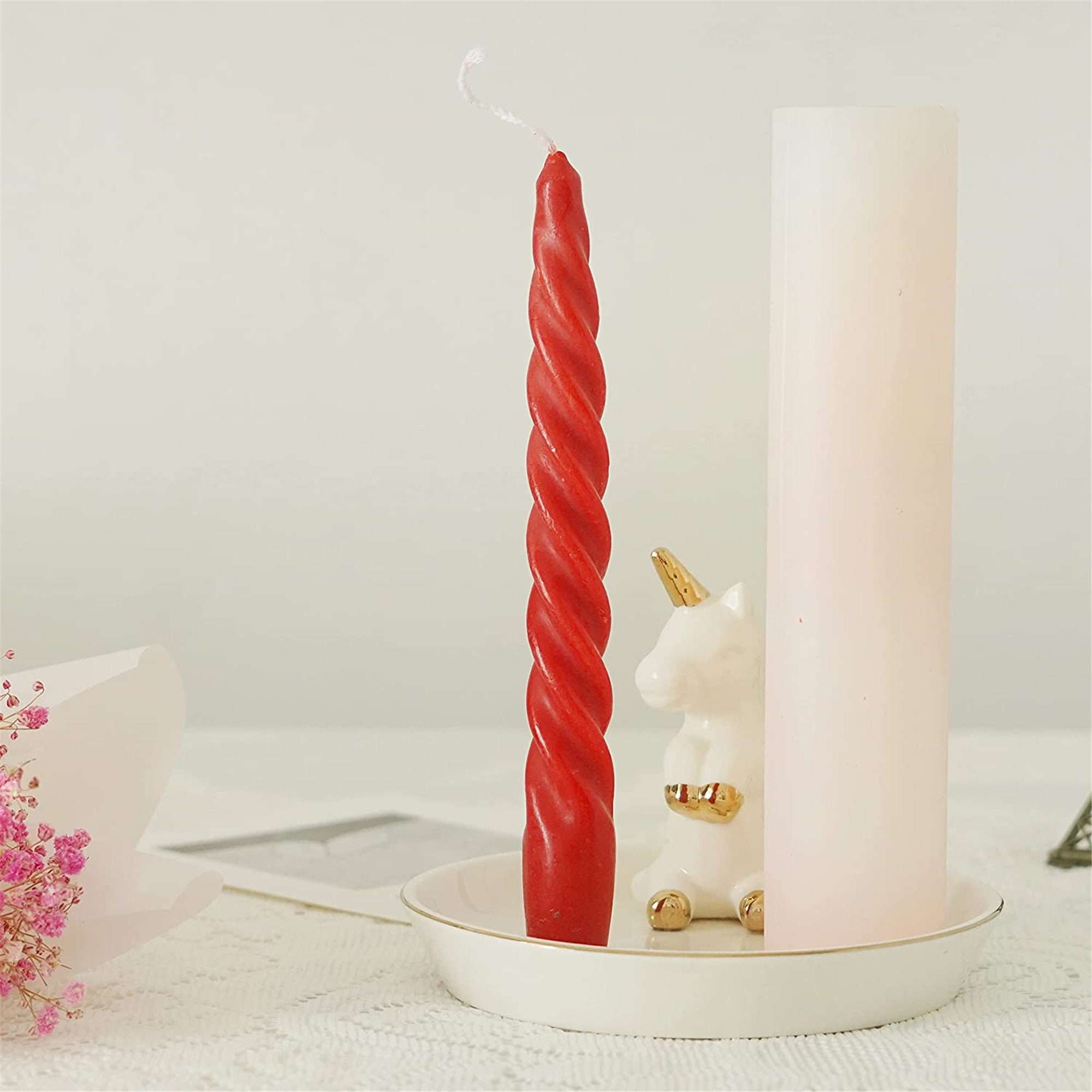 Hapeisy Spiral Taper Candle Mold, Taper Mold DIY, Silicone Candle Mold, Candle  Mold for Candle Making, Candle Mold Twist, Twisted Candlestick Mold，for  Christmas Candlelight Dinner Valentine's Day 