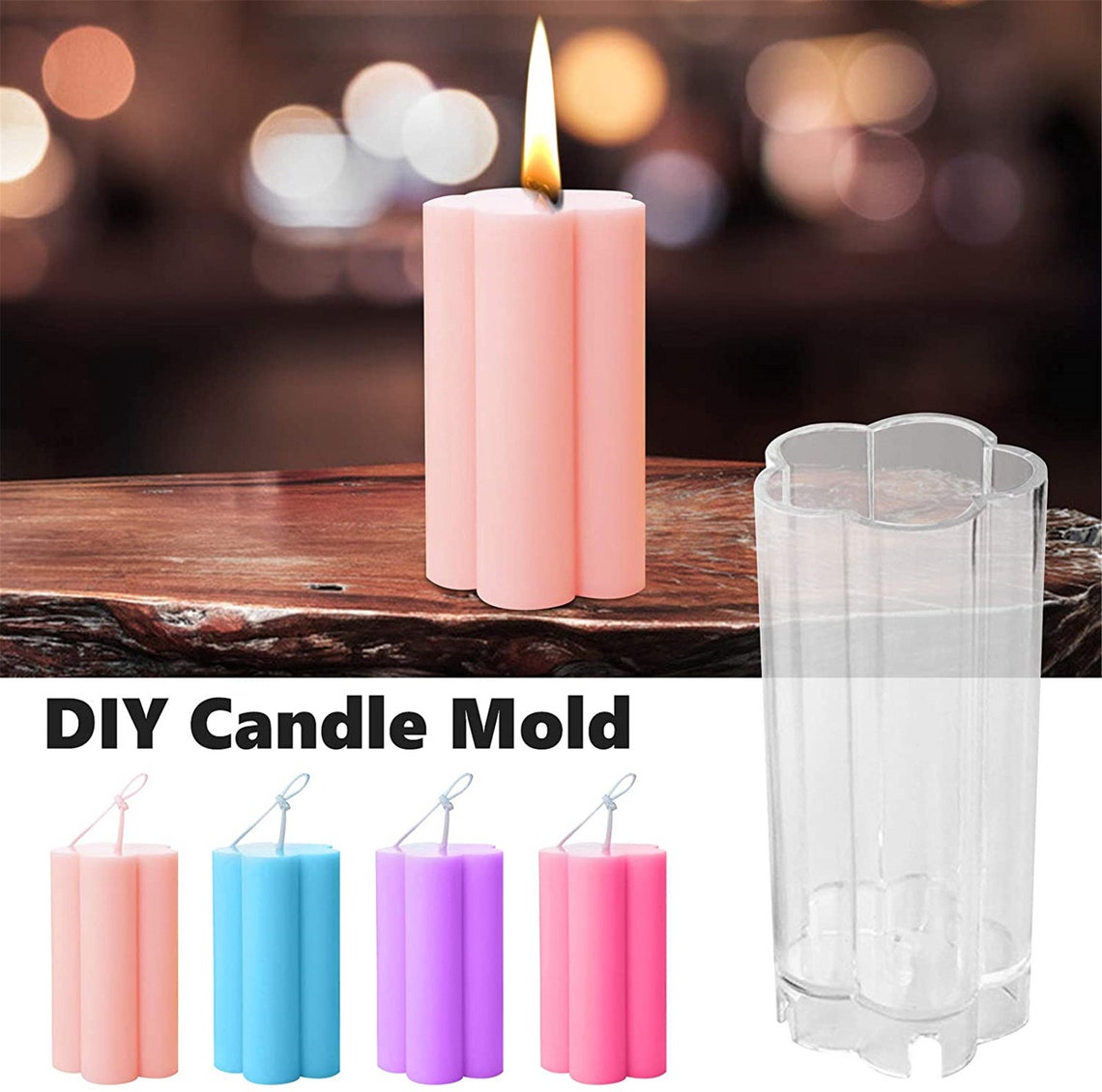 Flower Shape Candle Mold Acrylic DIY Handmade Candle Mould Etsy
