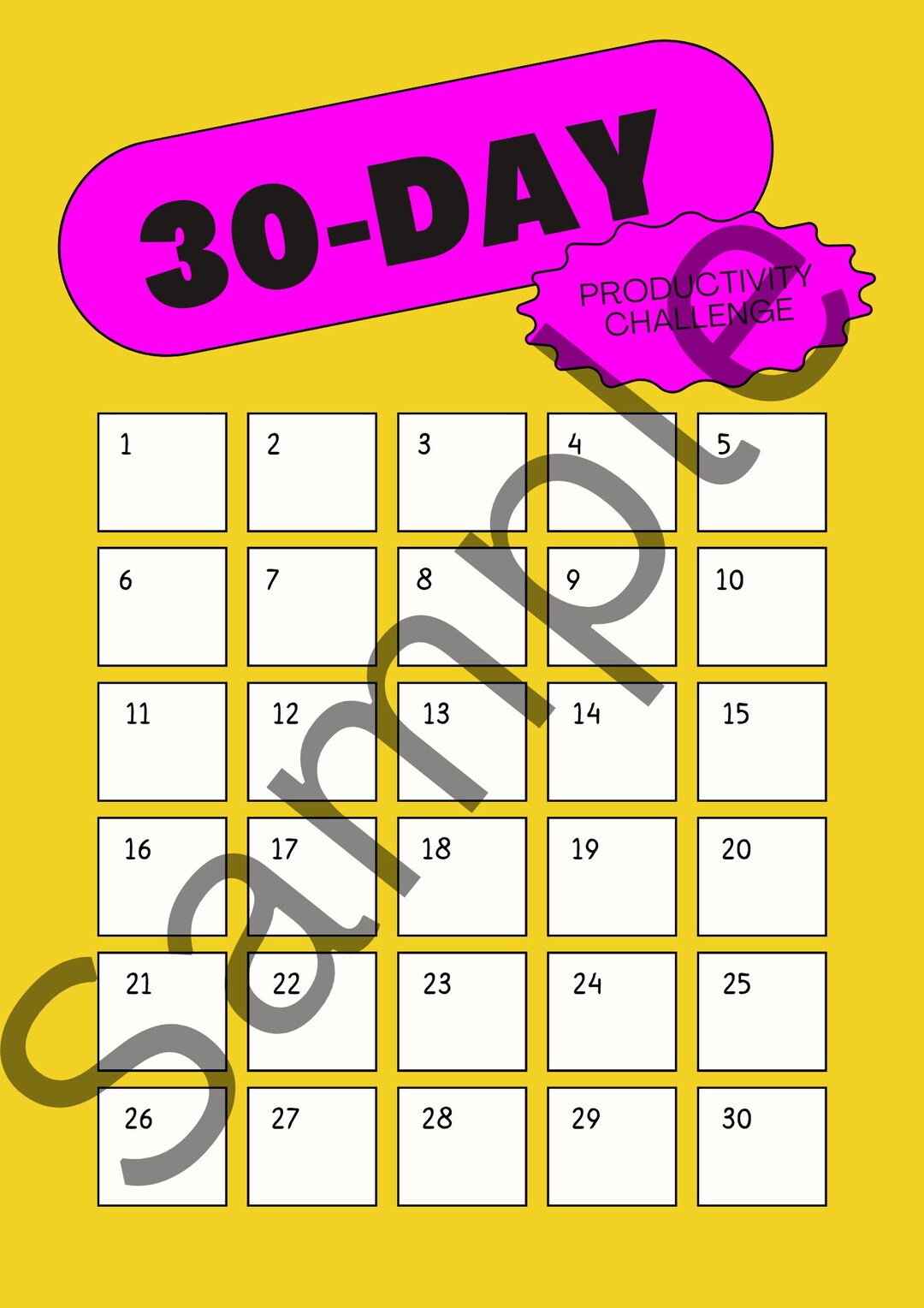 30 Day Challenge Calendar - Etsy
