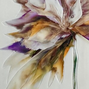 Mid Summer, Encaustic painting with texture of an abstract flower. image 2