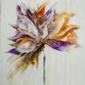 Mid Summer, Encaustic painting with texture of an abstract flower. image 1