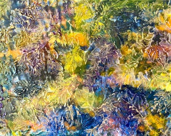 Encaustic Painting-Leaves In Motion