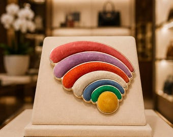 Rare Salvatore Ferragamo Rainbow Vintage Museum Brooch