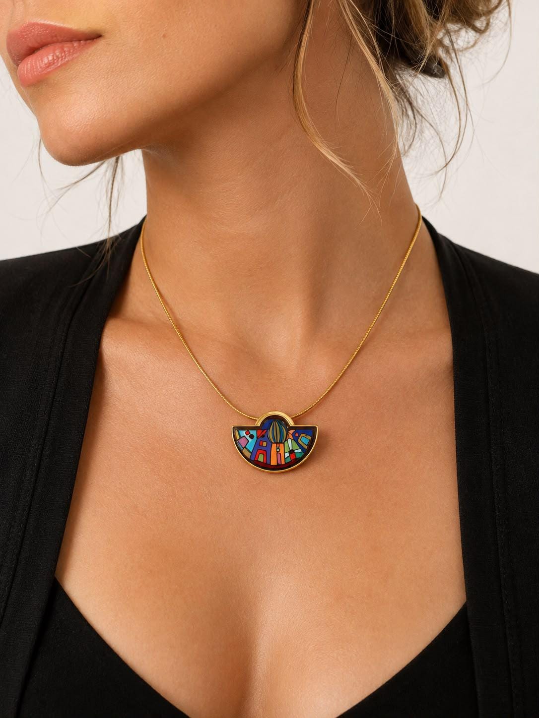 T07/045FREYWILLEフライヴィレハーフムーン扇形エマイユネックレス Frey Wille Necklace - Etsy