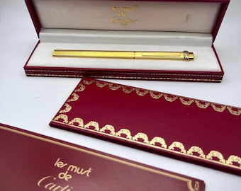Must De Cartier Fountain Pen, Orange Marbled Lacquer, 18K Gold Nib