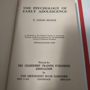 Vintage 1931 Psychology of Early Adolescence Textbook, 7th Printing