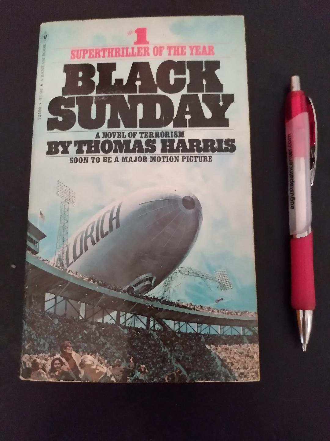 Black Sunday by Thomas Harris paperback book first Bantam edition 1976 novel terrorism ISBN 0553109405 fiction