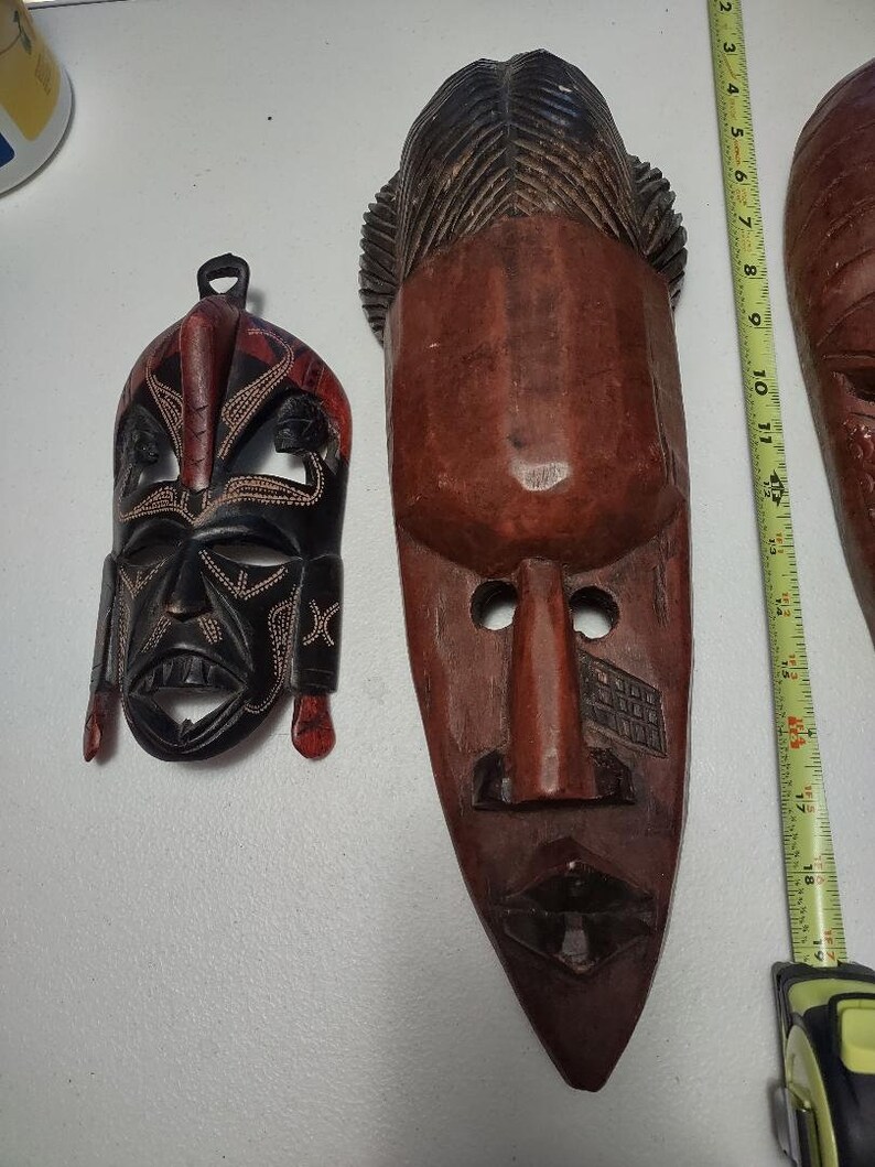 Three African Wood Carved Masks Made in Ghana Kenya Africa. Etsy