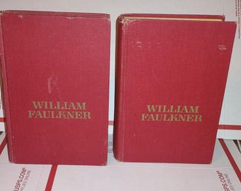 Conjunto de 2 libros: Santuario (1958) y Luz de agosto (1959), de William Faulkner. Tapa dura, libros antiguos, ficción gótica clásica.