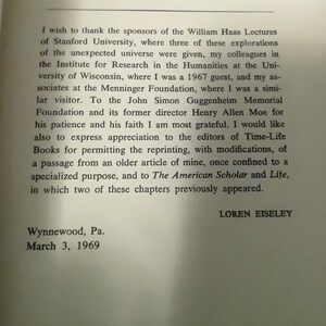 The Unexpected Universe by Loren Eiseley 1969 Hardcover Cloth, Biology, Science Nature, Environment, Natural History, Rare book
