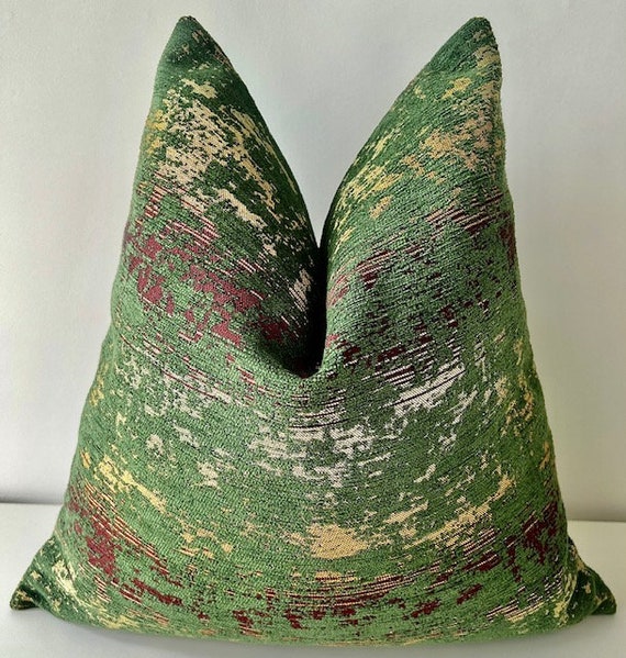 Green Chenille Pillow Cover Decorative Throw Cotton Pillow Case Euro Sham Cushion Case Custom Made Cushion All Sizes. Etsy UK