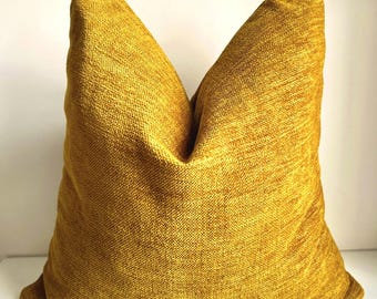 Mustard Yellow Chenille Pillow Cover, Gofen Mustard Cushion Cover, Textured Throw Pillow, Warm Accent Pillow, Modern Boho Sofa Decor.