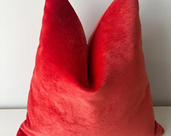 Coral Chenille Pillow Cover, Soft Textured Decorative Cushion Cover, Living Room Sofa, Bedroom.