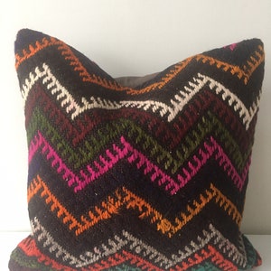 Turkish Kilim Pillow Case, Decorative Pillow Cover, Wool Kilim Rug Pillow Case, Decorative Home, Regional Pillow, Authentic Pillow Cover